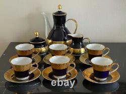 Vintage Echt Weimar Cobalt Blue and Gold Harmonie Pattern 7326 Coffee Set