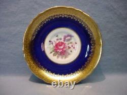 Vintage Paragon Cobalt Blue Rose Bouquet Teacup & Saucer Heavy Gold