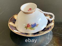 Vintage Paragon Porcelain Cobalt Blue and Fruits Footed Cup and Saucer
