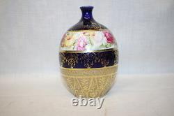 Vintage ROYAL BAYREUTH Bavaria Heavily Gilded Cobalt Bud Vase withWoman's Portrait