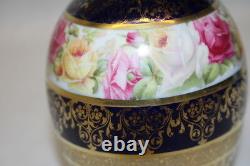 Vintage ROYAL BAYREUTH Bavaria Heavily Gilded Cobalt Bud Vase withWoman's Portrait