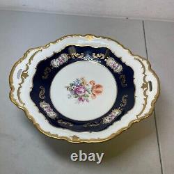 Vintage Reichenbach Cobalt Blue Gold Baroque Center Piece Cake Plate 9.5
