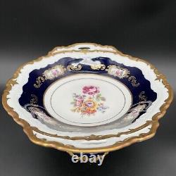 Vintage Reichenbach Cobalt Blue Gold Baroque Center Piece Cake Plate H5 W9.5
