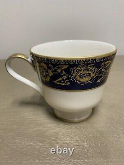 Vintage Royal Castle Cobalt Blue Gold Floral Teacup + Saucer 12 Sets (Japan)