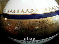 Vintage Royal Porzellan Bavaria KPM German Handarbeit Cobalt Blue & Gold Vase