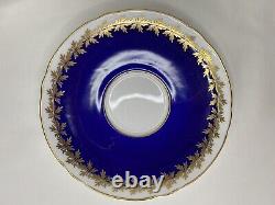 Vintage Shelley teacup and saucer cobalt blue & gold England Bone China