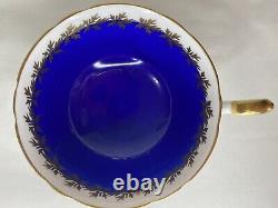 Vintage Shelley teacup and saucer cobalt blue & gold England Bone China