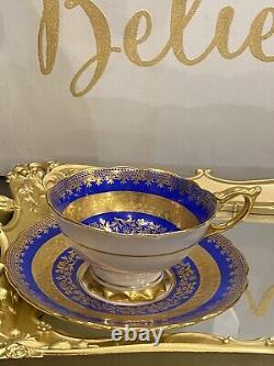 Vintage Stunning Royal Stafford large cobalt/Gold cup saucer set. Like New