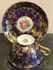 Vintage Tuscan Fine English Bone China Cobalt Blue And Gold Tea Cup And Saucer