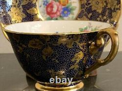 Vintage Tuscan Fine English Bone China Cobalt Blue and Gold Tea Cup and Saucer