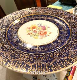 Vintage cobalt blue heavy gold gilded plate 10.75 inches made in USA