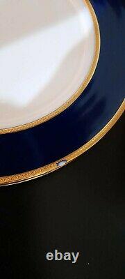 Vintage haviland limoges china dinnerplates set of 11 Cobalt and gold