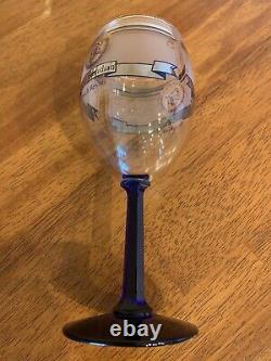 Vtg Grand Floridian Cobalt Blue & Gold Frosted Wine Glass Gatsby Style