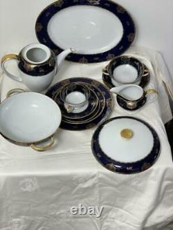 Vtg Rosenthal Germany Winifred 5282 Cobalt Blue Gold Dinnerware Set for 12 92PCS