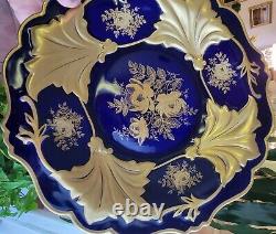 WEIMAR PORCELAIN Jetta Cobalt Blue Gold Leaf Round Dish Germany 1980 Echt Weimar