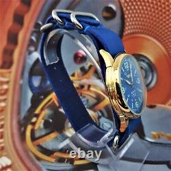 Watch RAKETA Pilot AVIATOR Blue Dial Vintage Wristwatch USSR 2609. HA Gold case