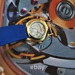 Watch RAKETA Pilot AVIATOR Blue Dial Vintage Wristwatch USSR 2609. HA Gold case