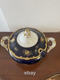 Weimar Echt Cobalt Porcelain Blue/Gold Soup Tureen with Lid. Brand New
