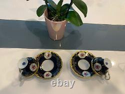 Weimar Katharina (2)Sets Of Cups And Saucers, Cobalt and Gold