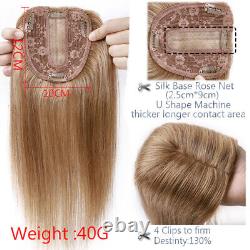 Women Topper Hairpiece Clip In Remy Human Hair Top Toupee Silk Base Thin Hair US