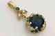 Women's Pendant 14k Yellow Gold Plated 2ct Round Cut Simulated Blue Sapphire