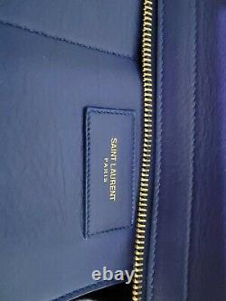 YSL MINI CHYC CABAS LEATHER HANDBAG IN COBALT BLUE With GOLD HARDWARE
