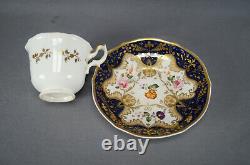 Zachariah Boyle 175 Hand Painted Pink Rose Floral Cobalt & Gold Cup & Saucer