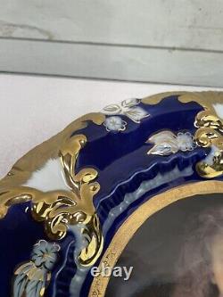 12 Royal Vienna Porcelaine Portrait Plaque Cobalt Bleu Et Or Trim LI Moges