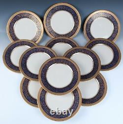 12 Vintage Ovington's New York Cobalt Gold 8.75 Salade Dessert Plates Porcelaine