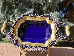 13vtg Allemagne Bavière Lindner Porcelaine Cobalt Blue Gold Serving Bowl Plat Rare