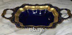 13vtg Allemagne Bavière Lindner Porcelaine Cobalt Blue Gold Serving Bowl Plat Rare