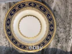 15 Tiffany Minton Bone China Déjeuner Dessert Plate Cobalt Bleu Avec Or H3839