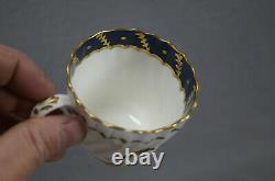 19th Century Worcester Remplacement Cobalt & Gold Fluted Coffee Cup & Saucer A