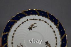 19th Century Worcester Remplacement Cobalt & Gold Fluted Coffee Cup & Saucer A