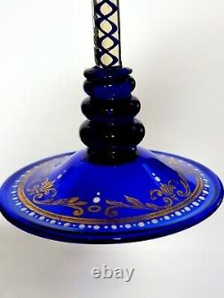 2 Feuilles De Vin De Verre Vénitien Goblets Cobalt Bleu Et Or Coloré Airtwist