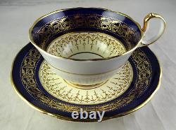 3 Aynsley English Bone China 7601 Cobalt & Heavy Gold Tea Cup & Saucer Sets