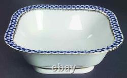 3 Cobalt Net Square Dish Set L M S Blue Gold Lomonosov Porcelaine Russe Lfz Nouveau
