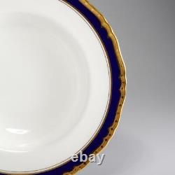 (4) Vntg. Royal Worcester Aston Cobalt Blue/gold Large Rim Soup Bowls 9.25 (b)