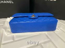 6 500 $ + Taxe Chanel Classique Moyen Cobalt Blue Gold Hardware Complete Box Receipt