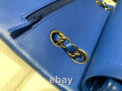 6 500 $ + Taxe Chanel Classique Moyen Cobalt Blue Gold Hardware Complete Box Receipt