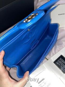 $6,500+tax Chanel Classic Medium Flap Cobalt Blue Gold Hardware Full Box Receipt (en)