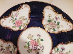 6 Assiettes de Dîner Vintage CROWN STAFFORDSHIRE en Porcelaine Bleu Cobalt et Or avec Motifs Floraux A7195 vers 1900