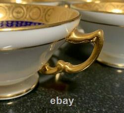 6 Minton Pour Tiffany & Co. Cobalt & Gold Gilt Double Poignée Bouillon Soupe Bols