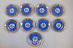9 Jkw Bavaria Crys Of London Cobalt & Gold Cup & Saucer Sets+2 Extra Saucers