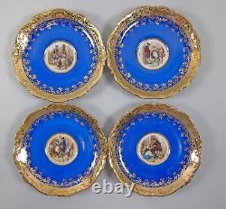 9 Jkw Bavaria Crys Of London Cobalt & Gold Cup & Saucer Sets+2 Extra Saucers