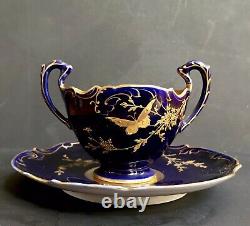 Ancien D&c Limoges France Cobalt Blue Hand Gilded Cup &saucer Set
