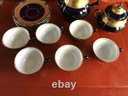 Ancien Jlmenau Von Henneberg Echt Kobalt Cobalt Gold Tea Coffee Cup Saucer Set