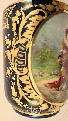 Ancien Klemm Dresden Chocolate Cup & Saucer, Vienna Style Portrait