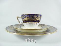 Antique 1900 Wedgwood Bone Chine 7pc Teaset Tea Set Trio Cobalt Bleu Or Y6090