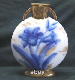 Antique Adderley Cobalt Flow Blue Iris Gold Sponged Lune Oreiller Vase